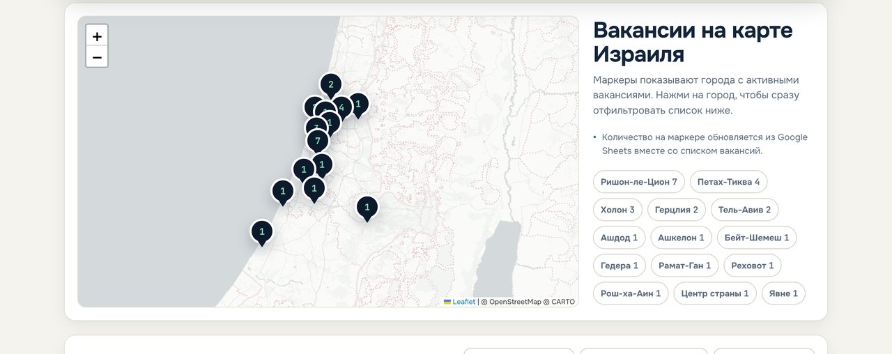 РаботаIL — interactive map of jobs across Israel